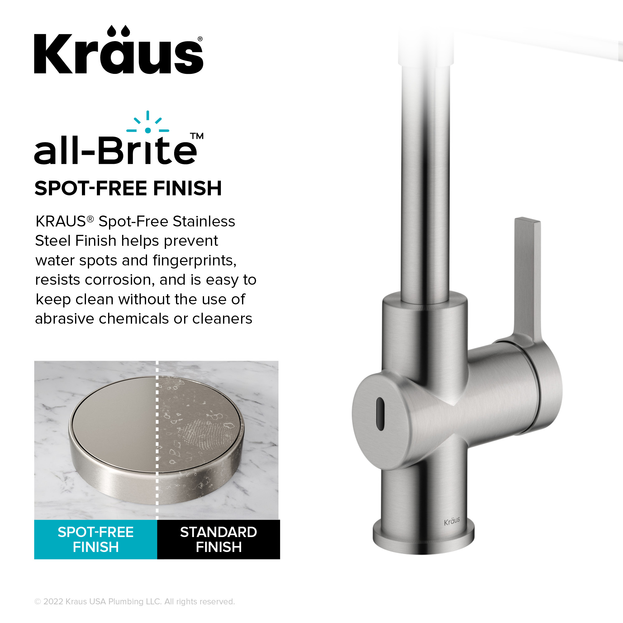Kraus Britt Spot Free Stainless Steel Single Handle Deck-mount Touchless Pull-down Kitchen Faucet with Sprayer