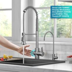 Kraus Britt Spot Free Stainless Steel Single Handle Deck-mount Touchless Pull-down Kitchen Faucet with Sprayer