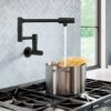 Kraus Bolden Matte Black Double Handle Wall-mount Pot Filler Kitchen Faucet
