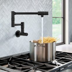 Kraus Bolden Matte Black Double Handle Wall-mount Pot Filler Kitchen Faucet