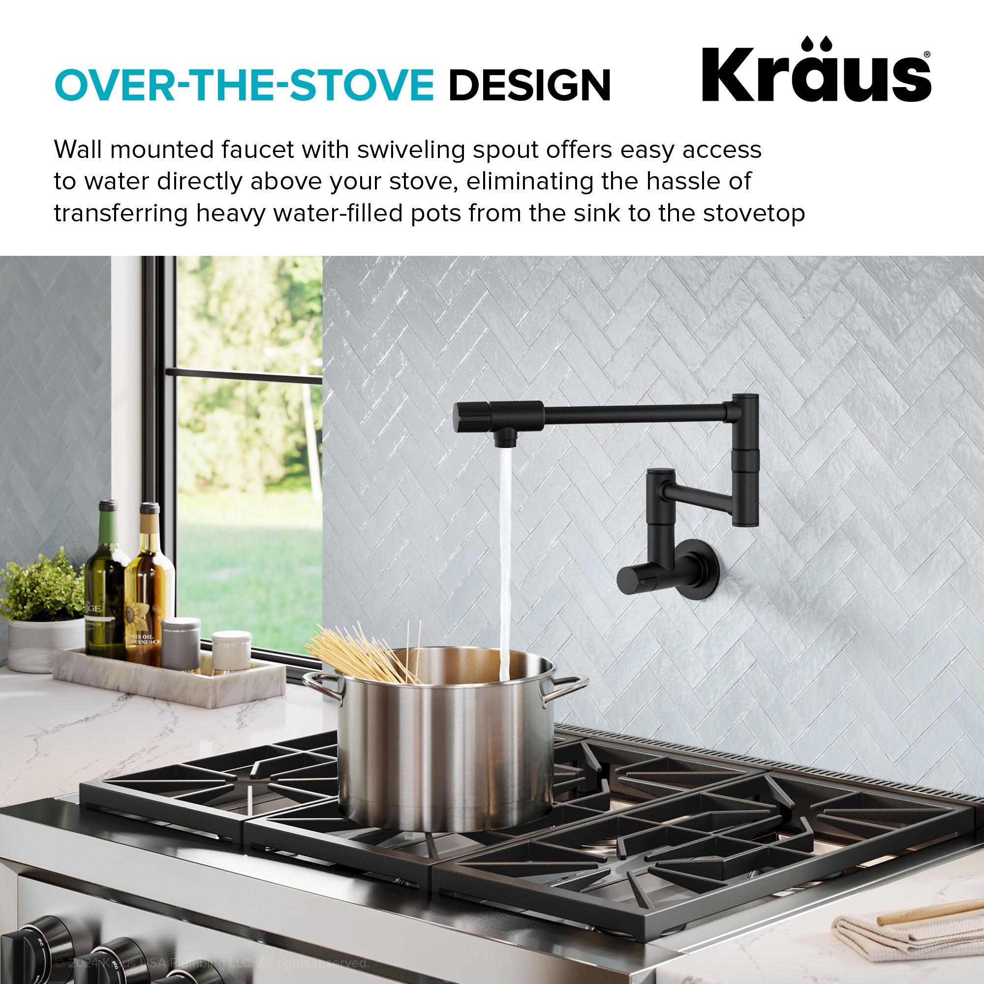 Kraus Bolden Matte Black Double Handle Wall-mount Pot Filler Kitchen Faucet