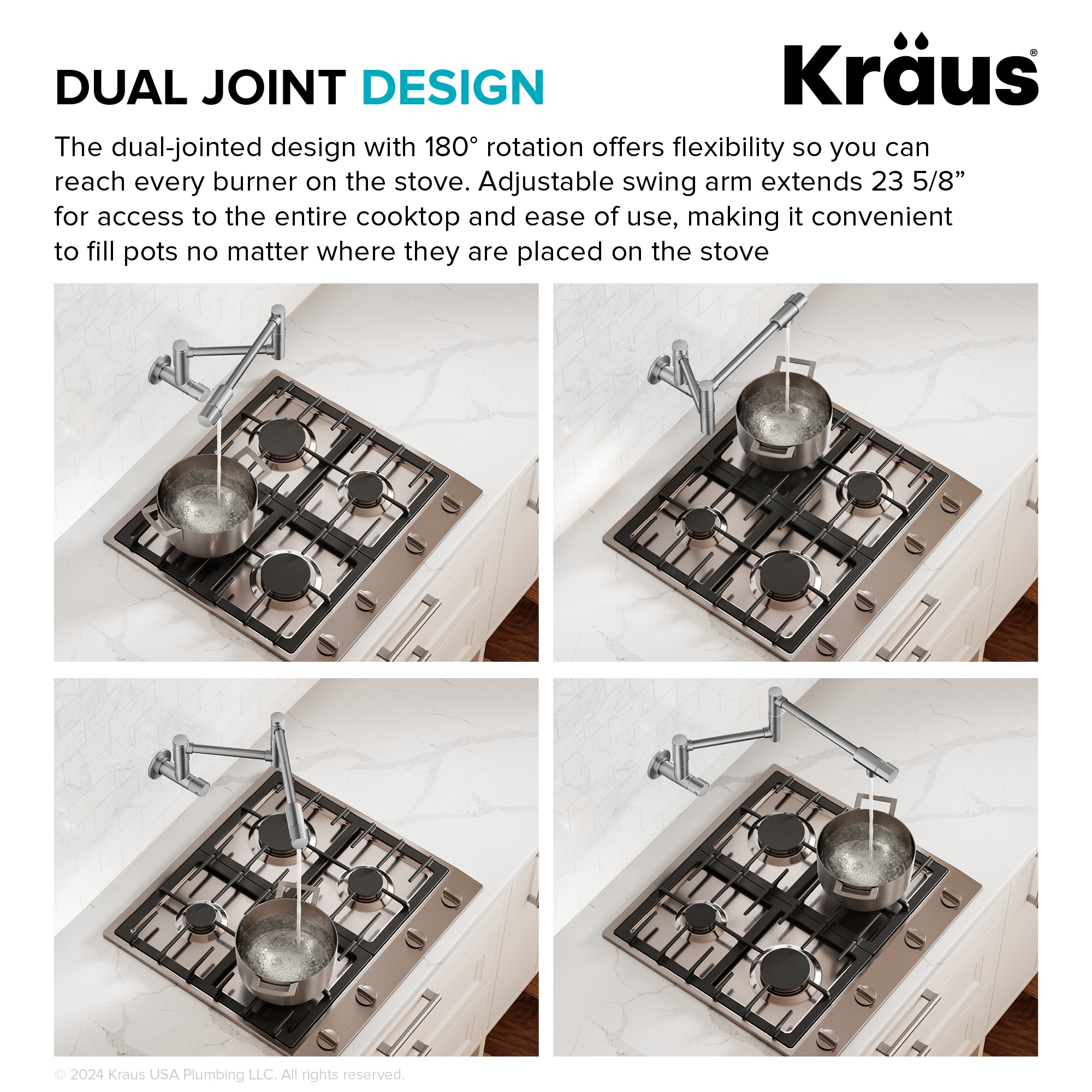Kraus Bolden Matte Black Double Handle Wall-mount Pot Filler Kitchen Faucet