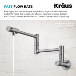 Kraus Bolden Matte Black Double Handle Wall-mount Pot Filler Kitchen Faucet
