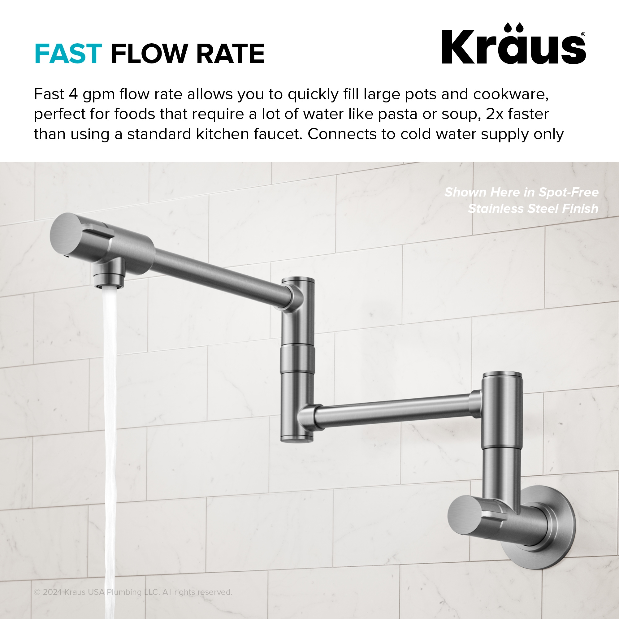 Kraus Bolden Matte Black Double Handle Wall-mount Pot Filler Kitchen Faucet