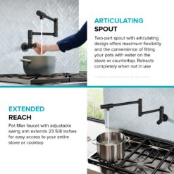 Kraus Bolden Matte Black Double Handle Wall-mount Pot Filler Kitchen Faucet