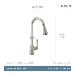 Moen Arlia Brushed Gold Single Handle Deck-mount Pull-down Kitchen Faucet with Sprayer ( Deck Plate Included )