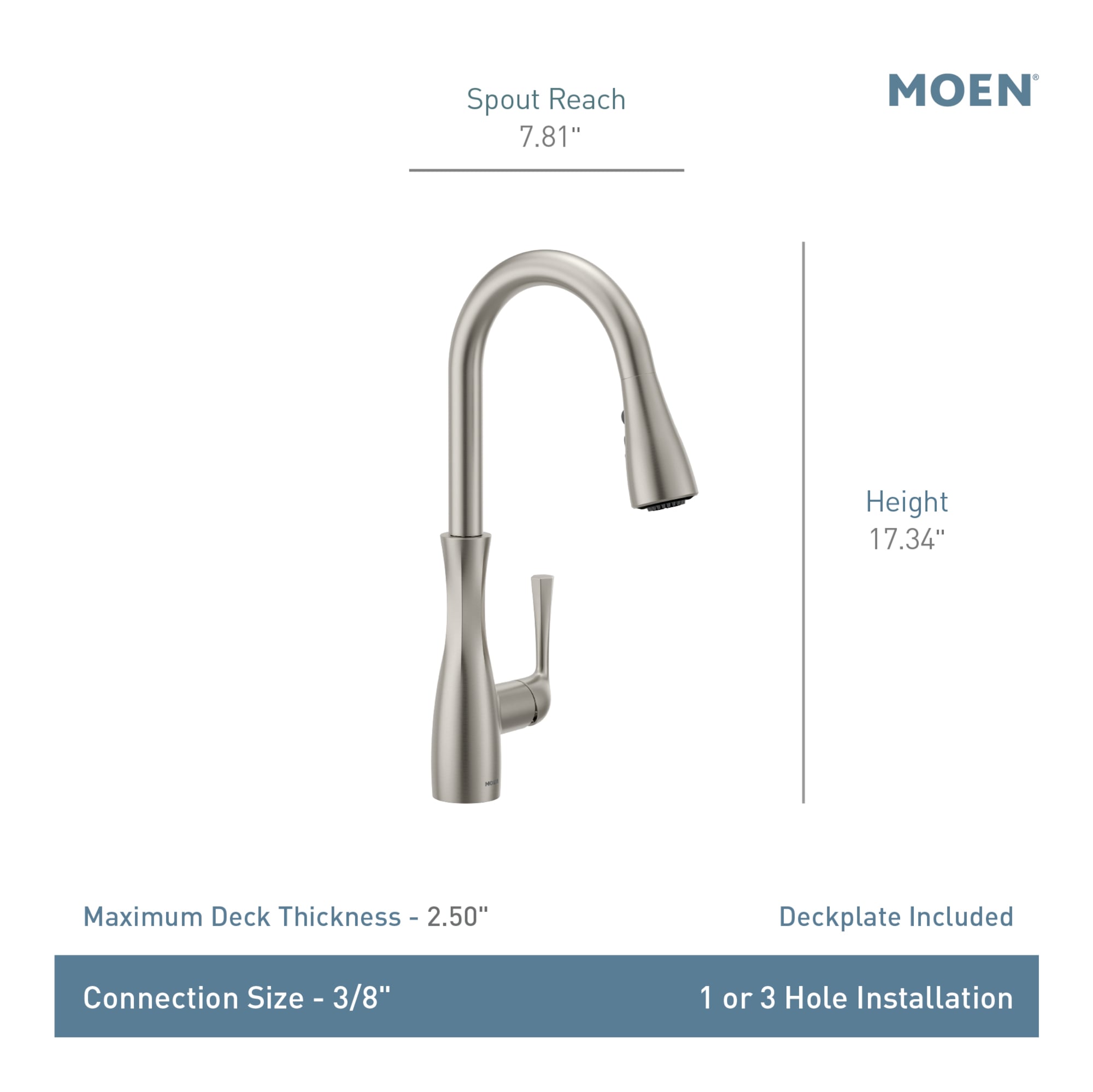 Moen Arlia Brushed Gold Single Handle Deck-mount Pull-down Kitchen Faucet with Sprayer ( Deck Plate Included )