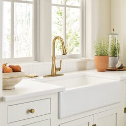 Moen Arlia Brushed Gold Single Handle Deck-mount Pull-down Kitchen Faucet with Sprayer ( Deck Plate Included )