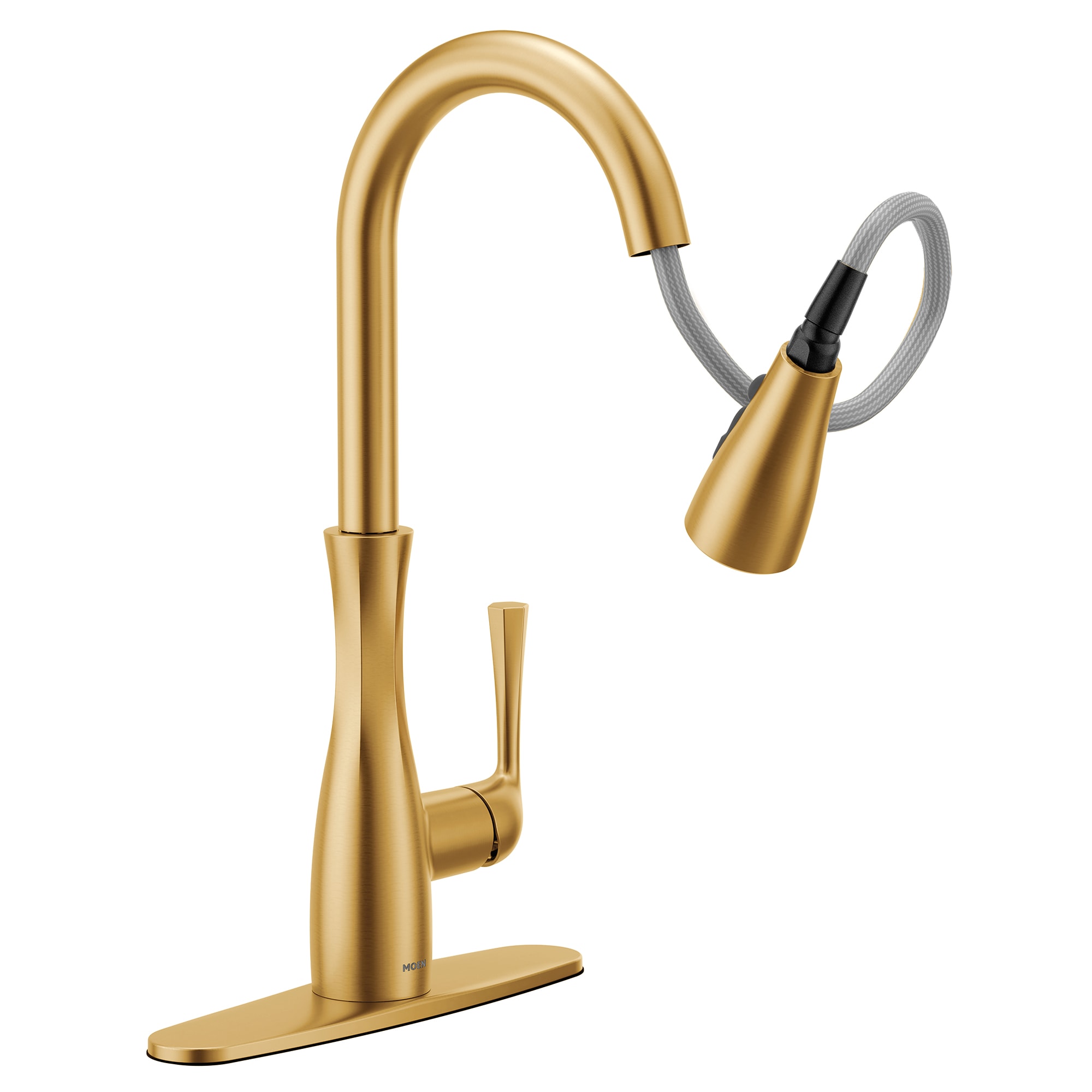 Moen Arlia Brushed Gold Single Handle Deck-mount Pull-down Kitchen Faucet with Sprayer ( Deck Plate Included )