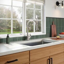 KOHLER Leto Vibrant Stainless Single Handle Deck-mount Pull-down Kitchen Faucet with Sprayer ( Deck Plate Included )