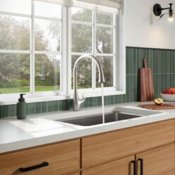 KOHLER Leto Vibrant Stainless Single Handle Deck-mount Pull-down Kitchen Faucet with Sprayer ( Deck Plate Included )
