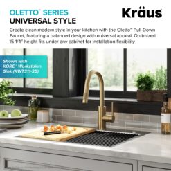 Kraus Oletto Spot Free Antique Champagne Bronze Single Handle Deck-mount Pull-down Kitchen Faucet with Sprayer ( Deck Plate Included )