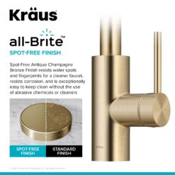 Kraus Oletto Spot Free Antique Champagne Bronze Single Handle Deck-mount Pull-down Kitchen Faucet with Sprayer ( Deck Plate Included )