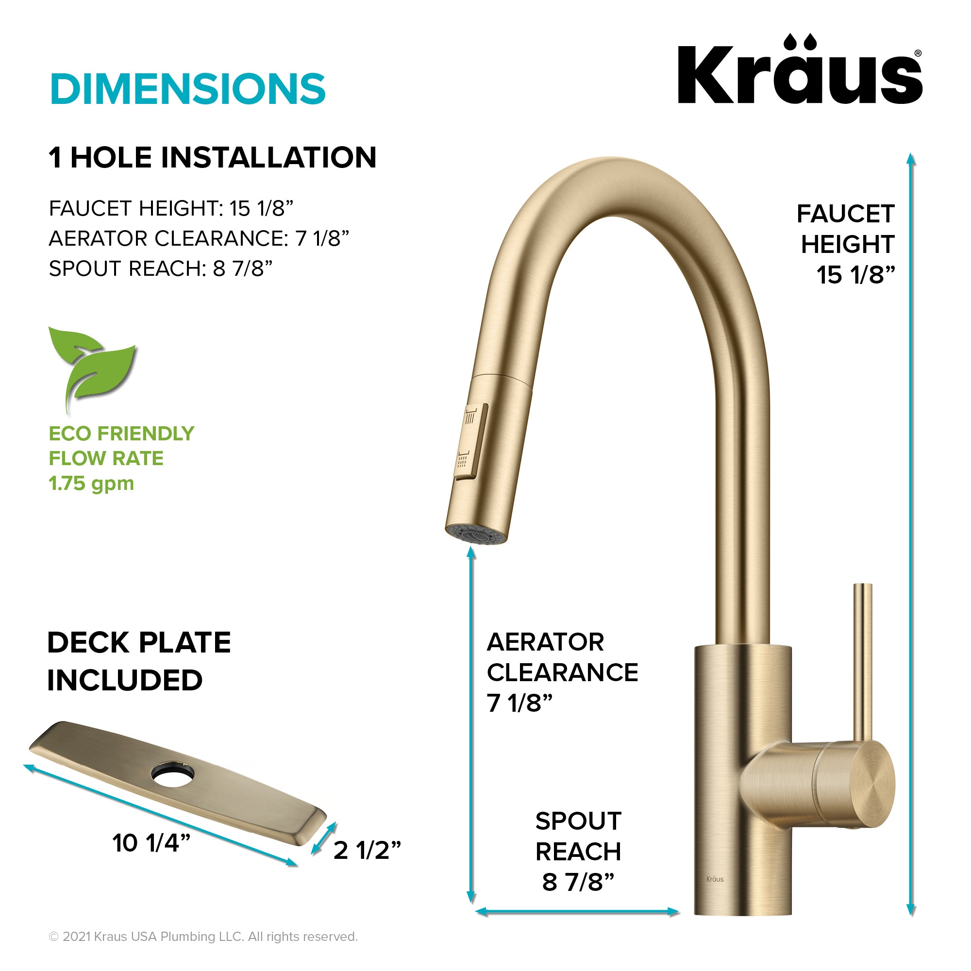 Kraus Oletto Spot Free Antique Champagne Bronze Single Handle Deck-mount Pull-down Kitchen Faucet with Sprayer ( Deck Plate Included )