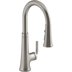 KOHLER Tone Vibrant Stainless Single Handle Deck-mount Pull-down Kitchen Faucet with Sprayer