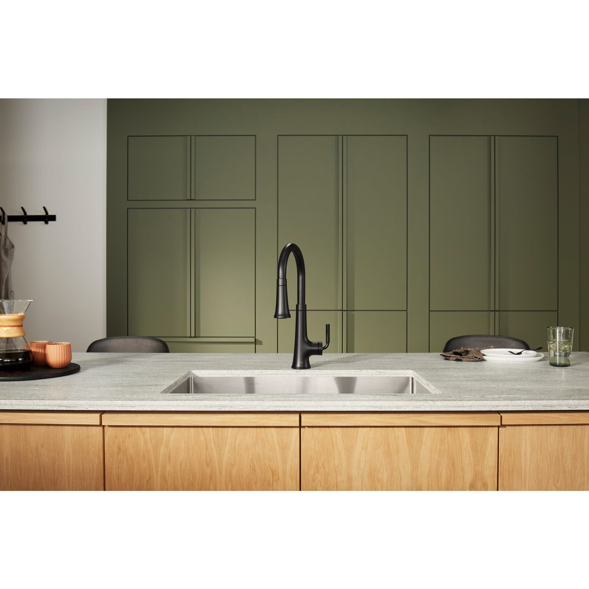 KOHLER Tone Vibrant Stainless Single Handle Deck-mount Pull-down Kitchen Faucet with Sprayer