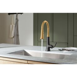 KOHLER Tone Vibrant Stainless Single Handle Deck-mount Pull-down Kitchen Faucet with Sprayer