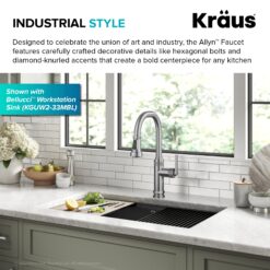 Kraus Allyn Spot Free Stainless Steel Single Handle Deck-mount Kitchen Faucet with Sprayer