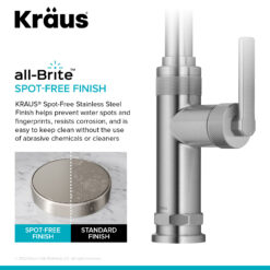 Kraus Allyn Spot Free Stainless Steel Single Handle Deck-mount Kitchen Faucet with Sprayer