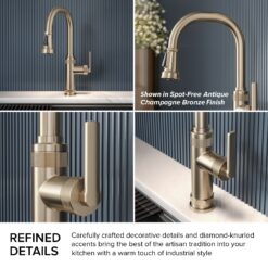 Kraus Allyn Spot Free Stainless Steel Single Handle Deck-mount Kitchen Faucet with Sprayer