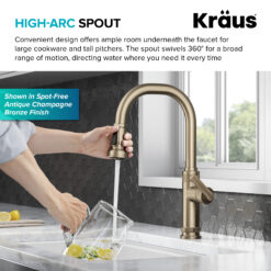 Kraus Allyn Spot Free Stainless Steel Single Handle Deck-mount Kitchen Faucet with Sprayer