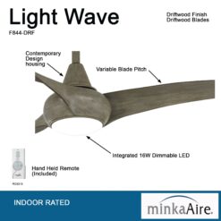 Minka Aire Light Wave 52 52-in Integrated LED Driftwood with Driftwood Blades Propeller Ceiling Fan With Light - Remote Included ( 3 -Blade )