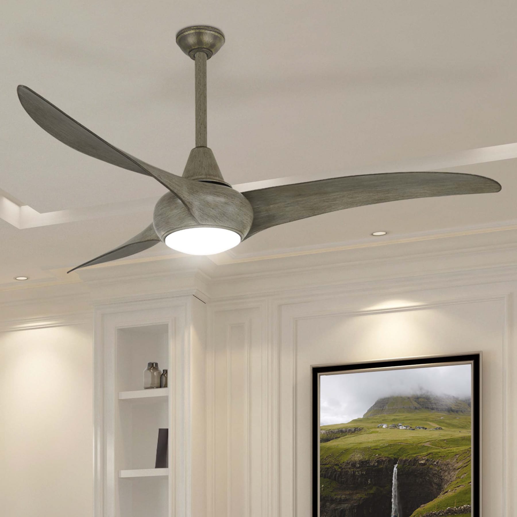 Minka Aire Light Wave 52 52-in Integrated LED Driftwood with Driftwood Blades Propeller Ceiling Fan With Light - Remote Included ( 3 -Blade )