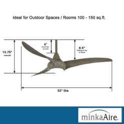 Minka Aire Light Wave 52 52-in Integrated LED Driftwood with Driftwood Blades Propeller Ceiling Fan With Light - Remote Included ( 3 -Blade )