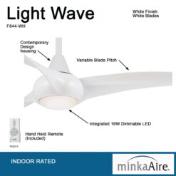 Minka Aire Light Wave 52 52-in White with White Blades Propeller Ceiling Fan With Light - Remote Included ( 3 -Blade )