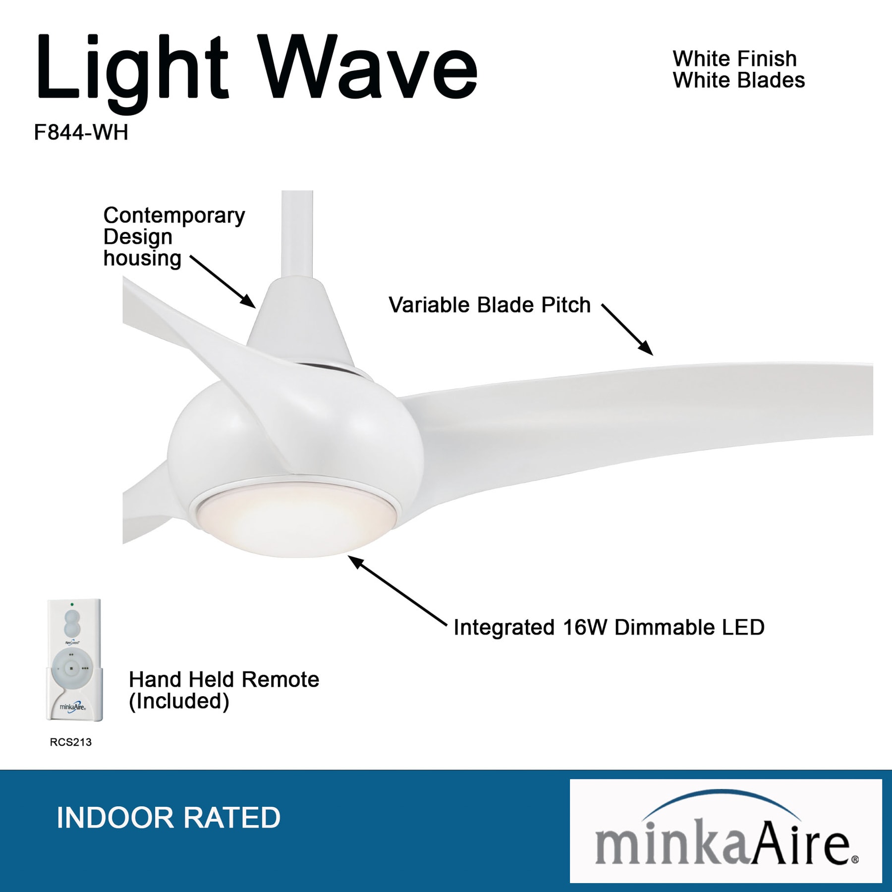 Minka Aire Light Wave 52 52-in White with White Blades Propeller Ceiling Fan With Light - Remote Included ( 3 -Blade )