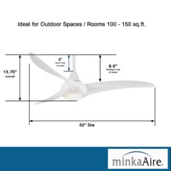 Minka Aire Light Wave 52 52-in White with White Blades Propeller Ceiling Fan With Light - Remote Included ( 3 -Blade )