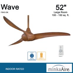 Minka Aire Wave 52 52-in Distressed Koa with Distressed Koa Blades Propeller Ceiling Fan Without Light - Remote Included ( 3 -Blade )