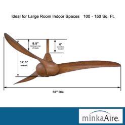 Minka Aire Wave 52 52-in Distressed Koa with Distressed Koa Blades Propeller Ceiling Fan Without Light - Remote Included ( 3 -Blade )