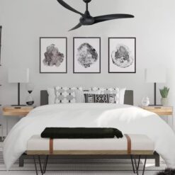 Minka Aire Wave 52 52-in Black with Black Blades Propeller Ceiling Fan Without Light - Remote Included ( 3 -Blade )