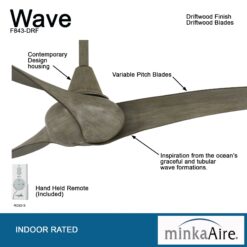Minka Aire Wave 52 52-in Driftwood with Driftwood Blades Propeller Ceiling Fan Without Light - Remote Included ( 3 -Blade )