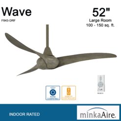 Minka Aire Wave 52 52-in Driftwood with Driftwood Blades Propeller Ceiling Fan Without Light - Remote Included ( 3 -Blade )