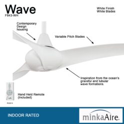 Minka Aire Wave 52 52-in White with White Blades Propeller Ceiling Fan and Remote ( 3 -Blade )