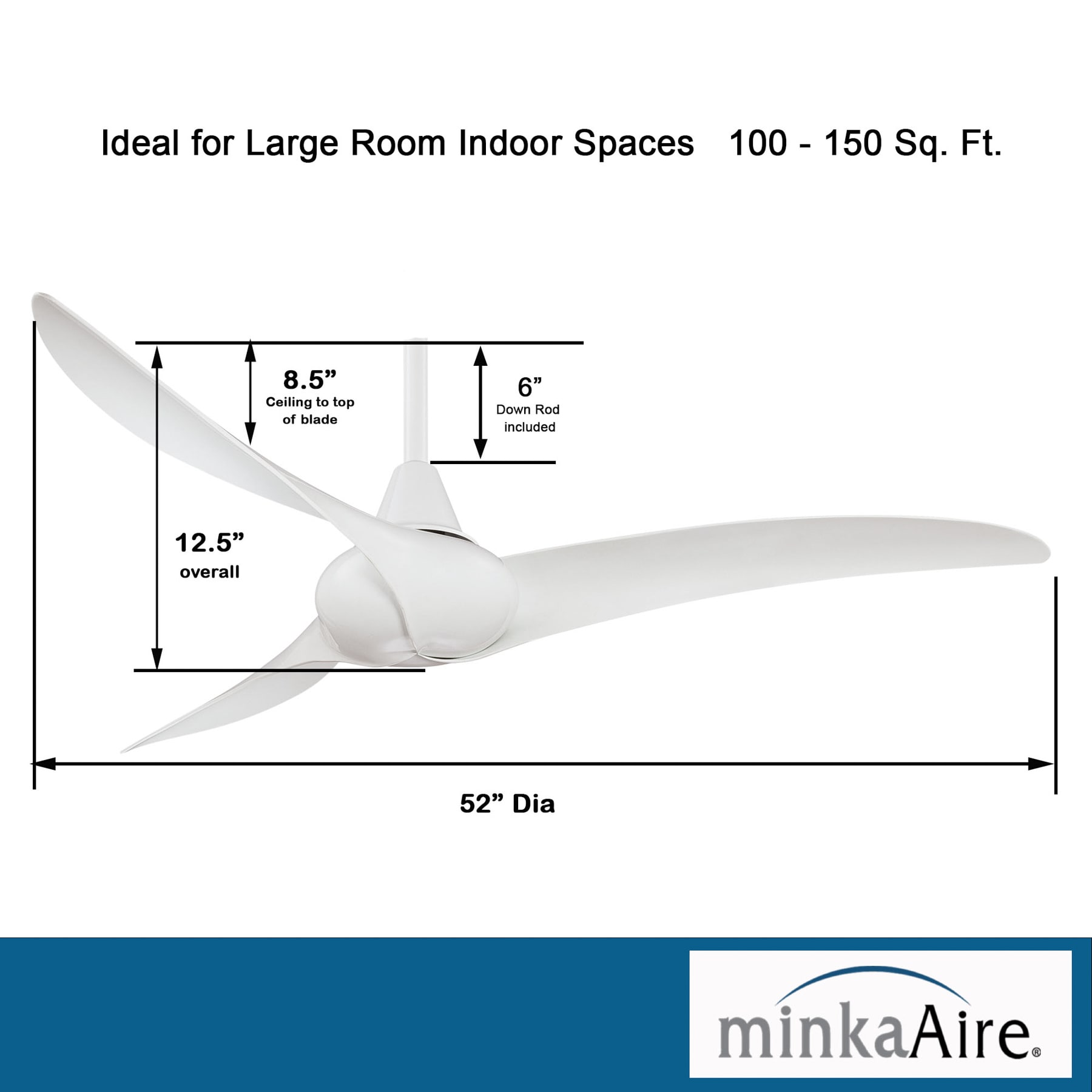 Minka Aire Wave 52 52-in White with White Blades Propeller Ceiling Fan and Remote ( 3 -Blade )