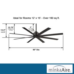 Minka Aire Xtreme H2O 65 65-in Outdoor Black with Black Blades Ceiling Fan Without Light - Remote Included ( 8 -Blade )