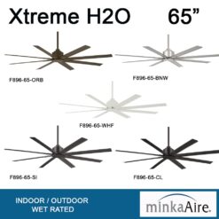 Minka Aire Xtreme H2O 65 65-in Outdoor Brushed Nickel Wet with Brushed Nickel Wet Blades Ceiling Fan Without Light - Remote Included ( 8 -Blade )