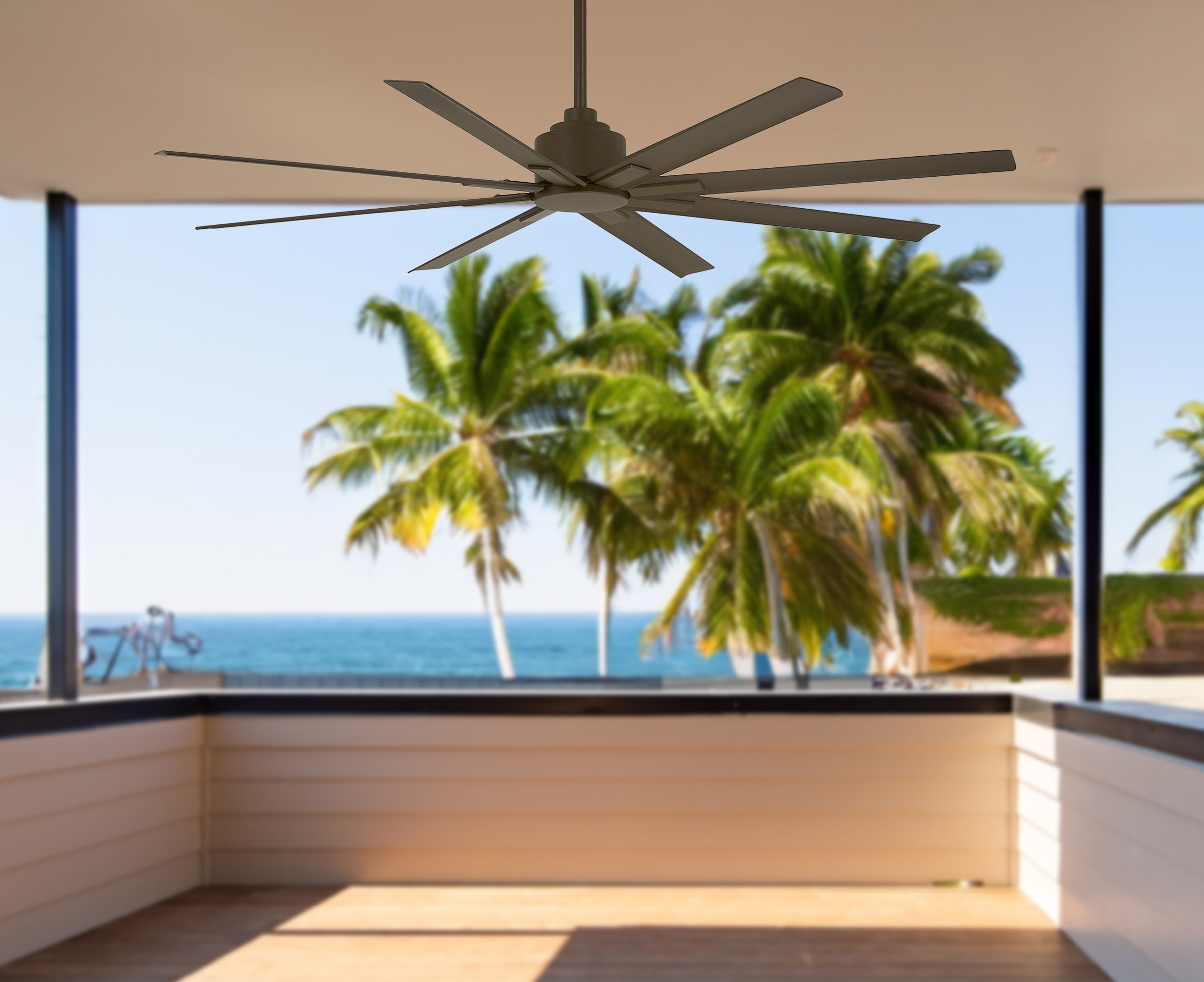 Minka Aire Xtreme H2O 65 65-in Outdoor Oil Rubbed Bronze with Oil Rubbed Bronze Blades Ceiling Fan Without Light - Remote Included ( 8 -Blade )