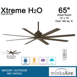 Minka Aire Xtreme H2O 65 65-in Outdoor Oil Rubbed Bronze with Oil Rubbed Bronze Blades Ceiling Fan Without Light - Remote Included ( 8 -Blade )