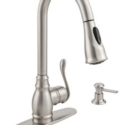 Moen Anabelle Spot Resist Stainless Single Handle Deck-mount Pull-down Kitchen Faucet with Sprayer ( Deck Plate Included ) (Soap Dispenser Included)