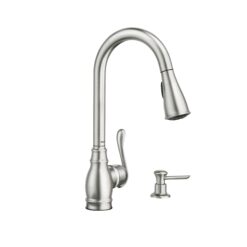 Moen Anabelle Spot Resist Stainless Single Handle Deck-mount Pull-down Kitchen Faucet with Sprayer ( Deck Plate Included ) (Soap Dispenser Included)