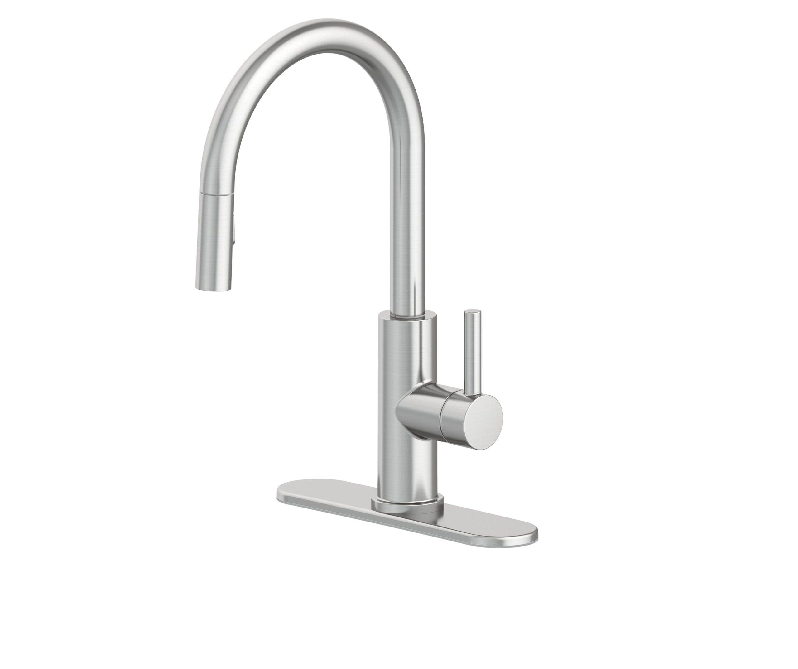allen + roth Harlow Spot Free Stainless Steel Single Handle Deck-mount Pull-down Kitchen Faucet with Sprayer ( Deck Plate Included ) (Soap Dispenser Included)