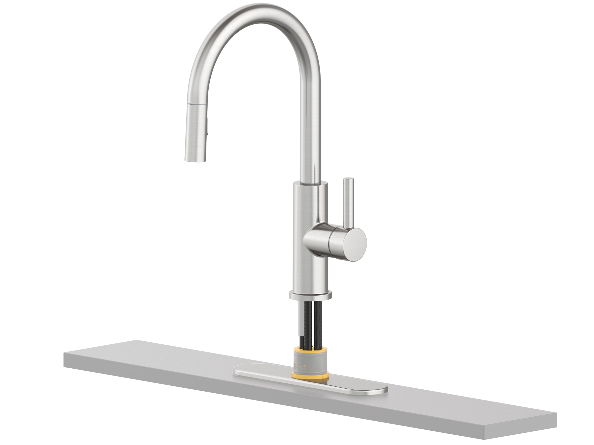allen + roth Harlow Spot Free Stainless Steel Single Handle Deck-mount Pull-down Kitchen Faucet with Sprayer ( Deck Plate Included ) (Soap Dispenser Included)