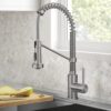 Kraus Bolden Spot-Free Stainless Steel with Deckplate Single Handle Deck-mount Pull-down Kitchen Faucet with Sprayer ( Deck Plate Included )