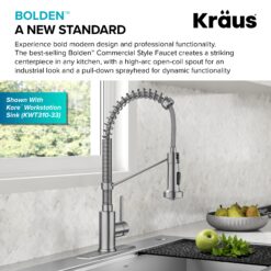 Kraus Bolden Spot-Free Stainless Steel with Deckplate Single Handle Deck-mount Pull-down Kitchen Faucet with Sprayer ( Deck Plate Included )