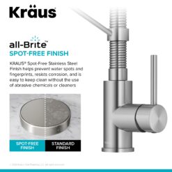 Kraus Bolden Spot-Free Stainless Steel with Deckplate Single Handle Deck-mount Pull-down Kitchen Faucet with Sprayer ( Deck Plate Included )