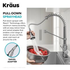 Kraus Bolden Spot-Free Stainless Steel with Deckplate Single Handle Deck-mount Pull-down Kitchen Faucet with Sprayer ( Deck Plate Included )
